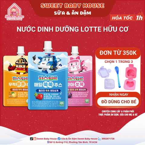 Nước dinh dưỡng Lotte hữu cơ Hàn Quốc - Nước ép rau củ và hoa quả cho bé từ 1 tuổi - Sweet Baby House