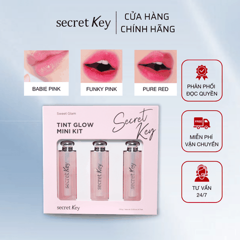 Bộ son dưỡng Secret Key Sweet Glam Tint Glow - Set Mini Kit (3x1.5g)