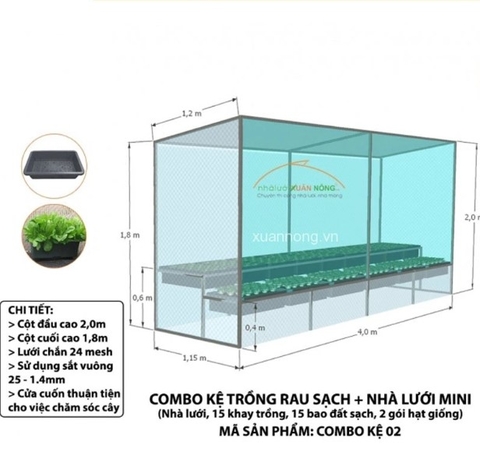 KỆ TRỒNG RAU SẠCH, NHÀ LƯỚI MINI CẦN THƠ