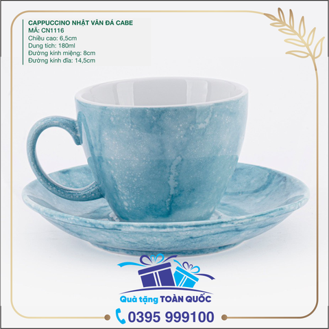 Cốc sứ Cappuccino Nhật vân đá cape 24