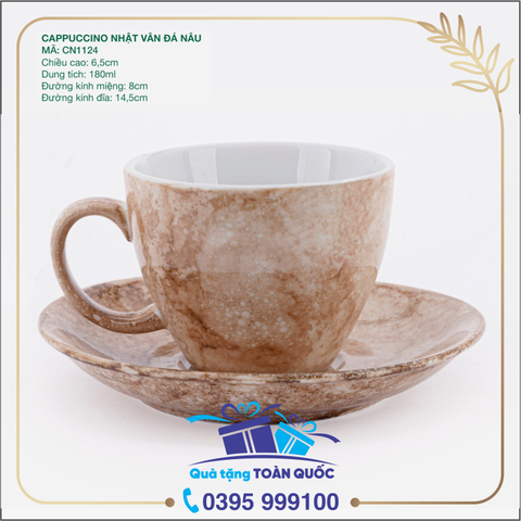 Cốc sứ Cappuccino Nhật vân đá nâu 29