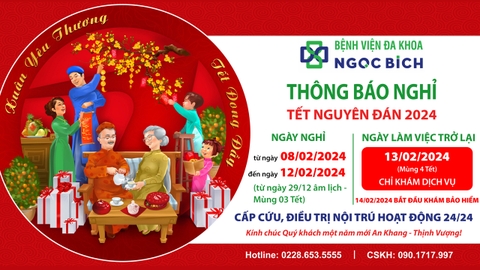LỊCH NGHỈ TẾT NGUYÊN ĐÁN 2024 CỦA BỆNH VIỆN ĐA KHOA NGỌC BÍCH