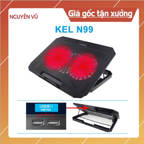 Đế tản nhiệt N99 2 fan làm mát Laptop, Macbook, kèm ổ cắm USB tiện lợi