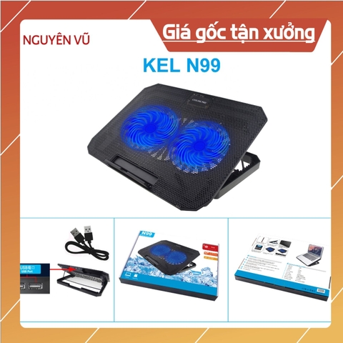 Đế tản nhiệt N99 2 fan làm mát Laptop, Macbook, kèm ổ cắm USB tiện lợi