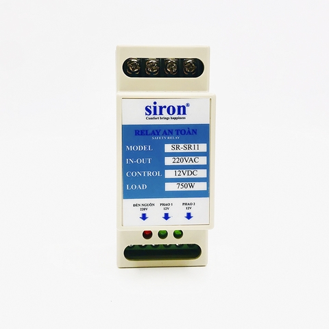 Relay an toàn 12V DC dạng thanh ray gắn tường, tủ điên Siron SR-SR11