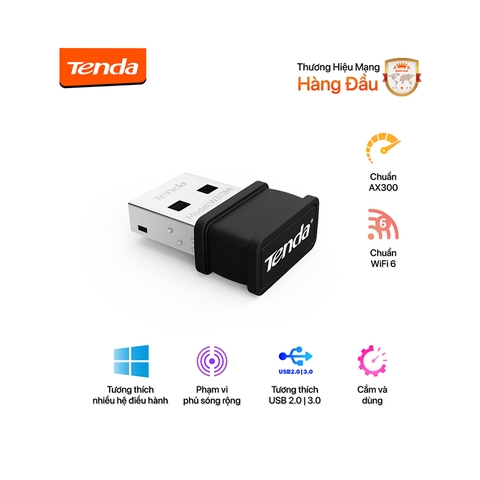 USB Thu Wifi Tenda W311Mi Mini AX300Mbps (Không anten, 150Mbps)