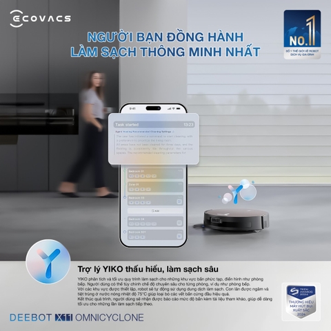 Robot hút bụi Ecovacs Deebot X11 OmniCyclone | Lực hút 19.500 Pa