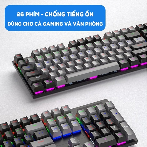 Bàn phím cơ Panstan Pk200 dòng Blue switch Led đổi màu chuyên Game