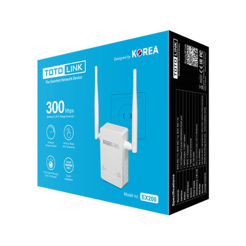 Bộ Kích Sóng Wifi Repeater Chuẩn N 300MBPS Totolink EX200 -Tăng Cường Tín Hiệu Wifi, Giải Quyết Vấn Đề Mất Sóng