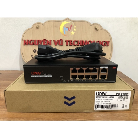 Bộ chia mạng Switch POE ONV 8 cổng + 2 cổng Uplink H1108PLS