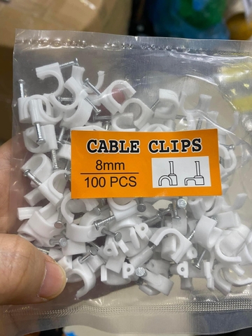 Nẹp Dây Điện F8 - Đinh Ghim Dây Điện, Dây Liền Nguồn (Túi 100 Cái)