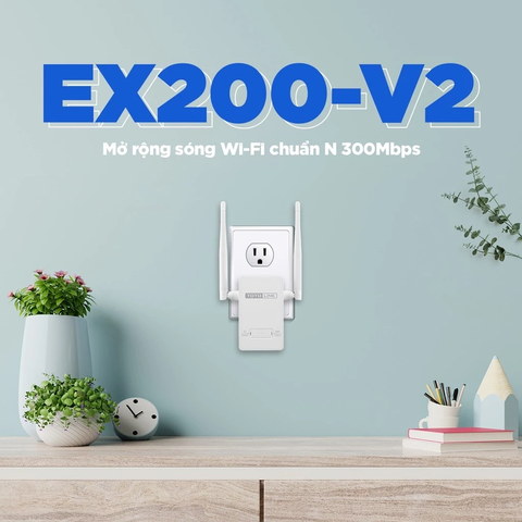 Bộ Kích Sóng Wifi Repeater Chuẩn N 300MBPS Totolink EX200 -Tăng Cường Tín Hiệu Wifi, Giải Quyết Vấn Đề Mất Sóng