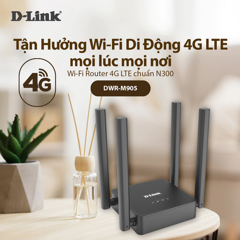 Bộ Phát WiFi Di Động D-Link DWR-M905 4G LTE Chuẩn N300Mbps Dùng SIM Hỗ Trợ Chuyển Đổi Đường Truyền