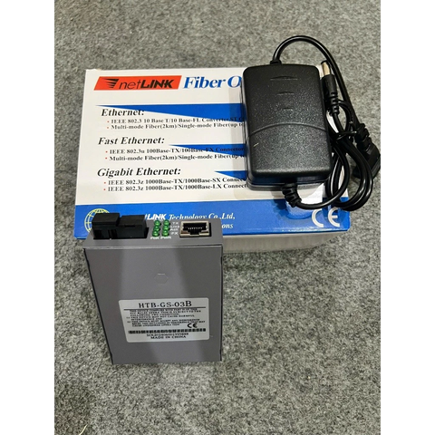 Bộ Chuyển Đổi Quang Điện NetLink HTB-GS-03 AB Gigabit 10/100/1000Mbps 1 Sợi 1 Cổng LAN,Khoảng cách truyền lên đến 25km