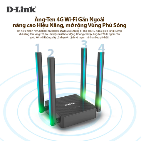 Bộ Phát WiFi Di Động D-Link DWR-M905 4G LTE Chuẩn N300Mbps Dùng SIM Hỗ Trợ Chuyển Đổi Đường Truyền
