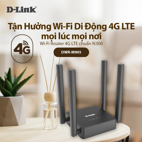 Bộ Phát WiFi Di Động D-Link DWR-M905 4G LTE Chuẩn N300Mbps Dùng SIM Hỗ Trợ Chuyển Đổi Đường Truyền