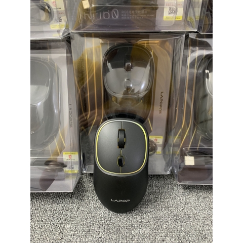 Chuột máy tính không dây LAPOP RM60 led hiệu ứng dùng sạc, bluetooth, click không gây tiếng ồn