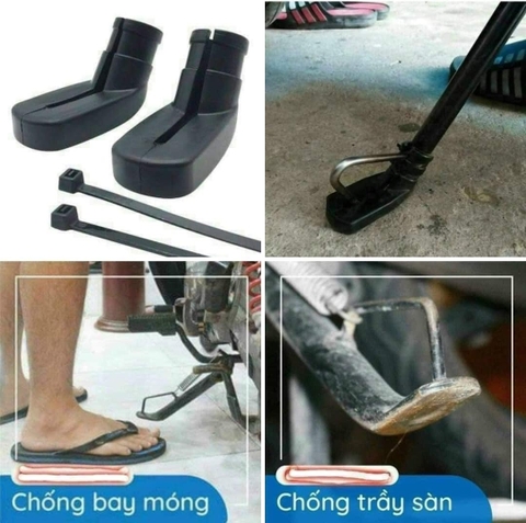 Ốp cao su lót chân chống xe máy dây rút chống trầy nền