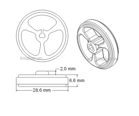 Bánh xe động cơ GA12-N20 đường kính 34mm