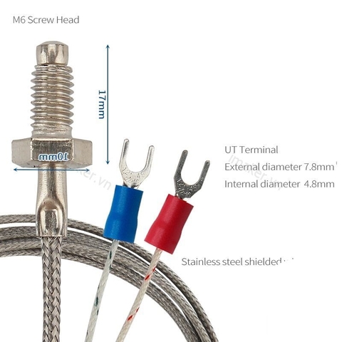 Cảm biến nhiệt độ RTD K Type M6 50cm