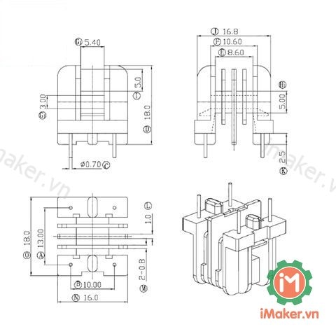 Cuộn cảm cuộn lọc 5mH UU10.5-203