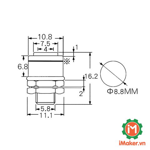 Đế Banana 4mm Cái dài 15mm màu đỏ