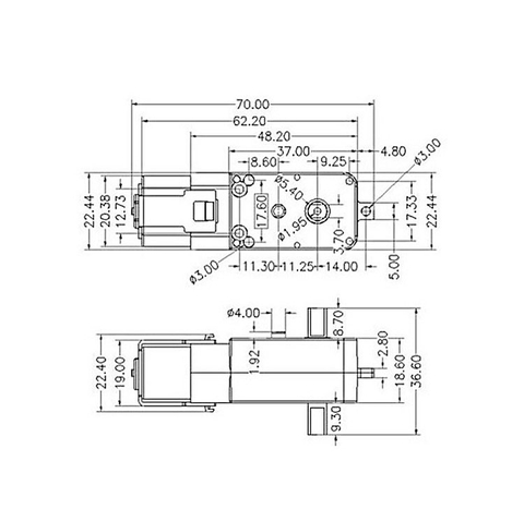 Động cơ giảm tốc TT 3-6VDC Trục Kim Loại 200 rpm, Trục 5.4mm