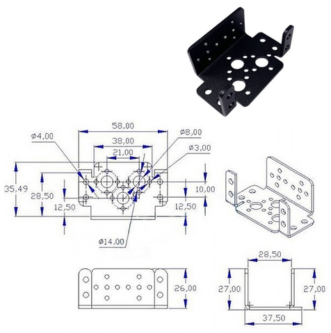 Gá động cơ Servo 58x37mm Cao 26mm