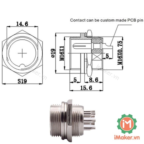 GX16-6P Đầu nối tròn Đực-Cái 6 chân  - 1 Cặp