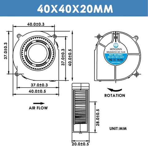 Quạt Turbo 4020 12VDC