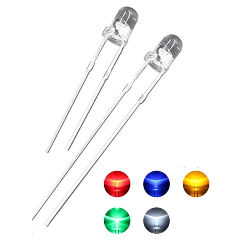 LED vàng 3mm siêu Sáng chân dài 18mm (gói 10 con)