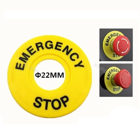 Nhãn Tên cho nút Dừng Khẩn cấp EMERGENCY STOP đường kính 22mm