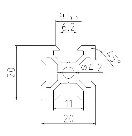 Nhôm định hình 2020 V-Slot Đen