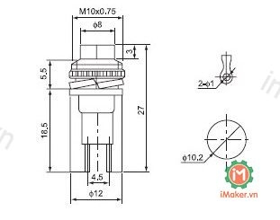 Nút nhấn DS-316 nhấn nhả màu xanh lá