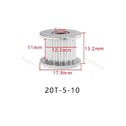 Pulley ròng rọc GT2 Có Răng - Trục 5mm Bản 10mm