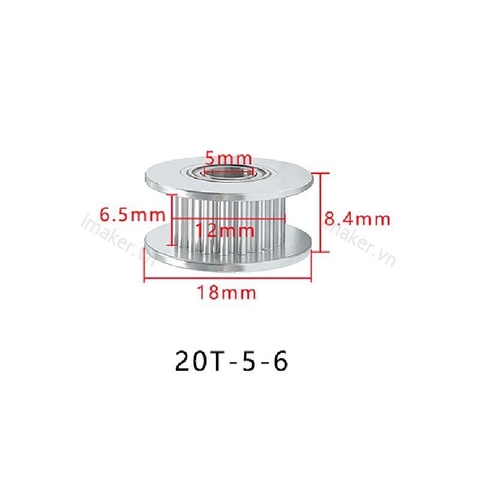 Pulley ròng rọc GT2 Có Răng - Trục 5mm Bản 6mm