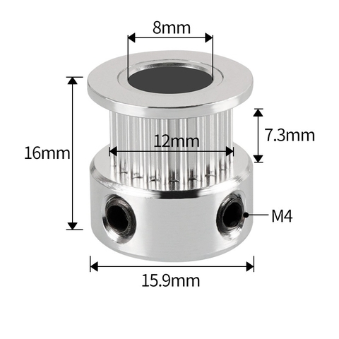 Pulley GT2 20 răng bản 6mm trục 8mm