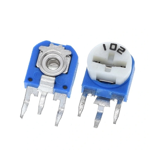 Biến trở nút áo 1K Ohm chỉnh ngang 0.1W RM063-102-WH06-1