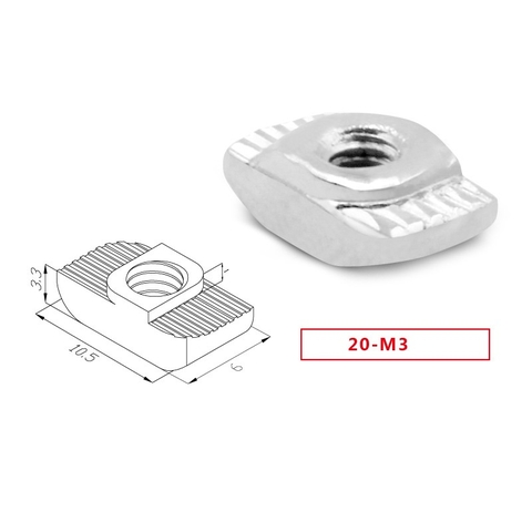 Tán T, Tán bỏ sau nhôm định hình 2020 M3, M4, M5