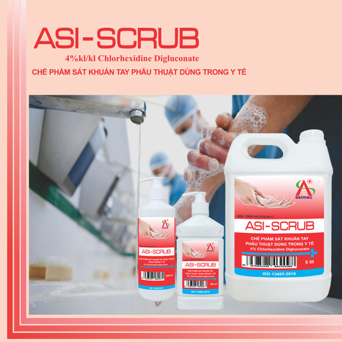 ASI-SCRUB: Chế phẩm sát khuẩn tay phẫu thuật dùng trong y tế 4%kl/kl Chlorhexidine Digluconate