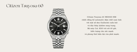 Citizen Tsuyosa 60 NK0020-55E Đen – Đồng Hồ Nhật Bản Cao Cấp | Hwatch