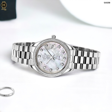 Đồng Hồ Nữ GV2 Quartz Diamond Limited Edition 12425B  Dây Thép Mặt Trắng