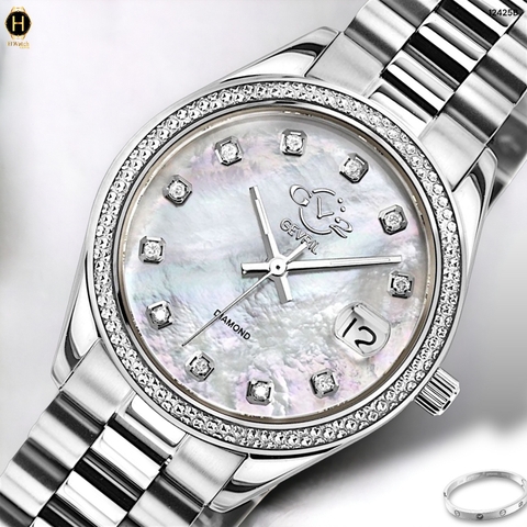 Đồng Hồ Nữ GV2 Quartz Diamond Limited Edition 12425B  Dây Thép Mặt Trắng