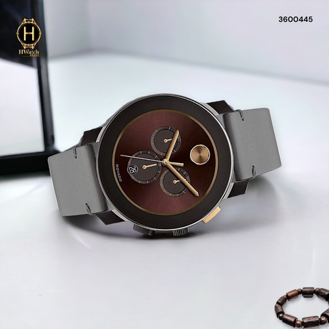 Đồng Hồ Nam Movado Quartz Large Bold Chronograph 3600445 Dây Da Xám Mặt Nâu