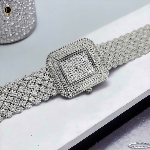 Đồng Hồ Nữ Royal Crown Quartz 3619M Thép Trắng Mặt Full Đá