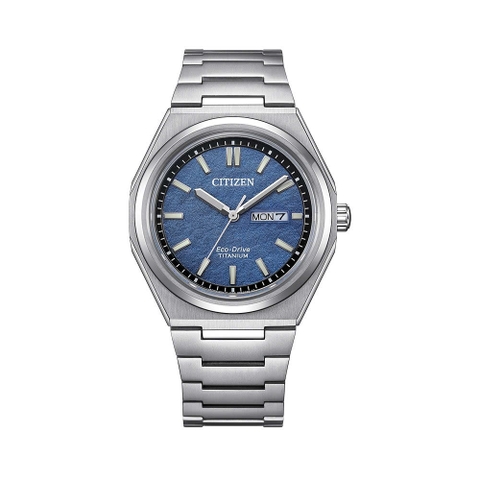  Citizen Quartz Eco-Drive Super Titanium Silver với mã : AW0130-85L xanh dương