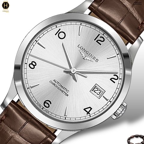 Đồng Hồ Nam Longines Automatic Record Collection Chronometer L2.820.4.76.2 (L28204762) Dây Da Mặt Trắng Sapphire.