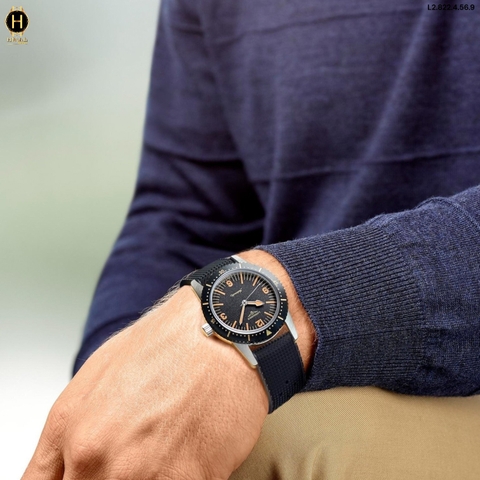 Longines Automatic Heritage Skin Diver Dây Cao su Mặt Đen Sapphire. L2.822.4.56.9 ( L28224569 )