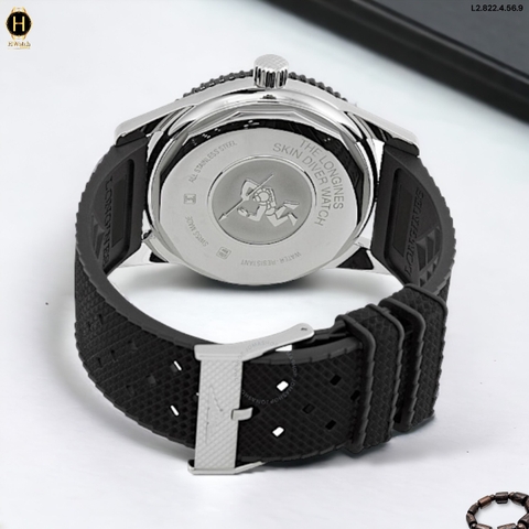 Longines Automatic Heritage Skin Diver Dây Cao su Mặt Đen Sapphire. L2.822.4.56.9 ( L28224569 )