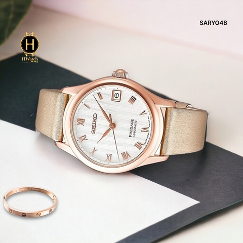 Đồng Hồ Nữ Seiko Automatic Presage Zen Garden Sakura SARY048 Mặt Trắng